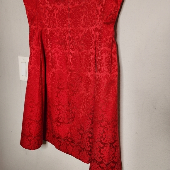 NWT Eva Mendes New York And Company Red Pattern Fit And Flare Dres Size 8 - Picture 12 of 16
